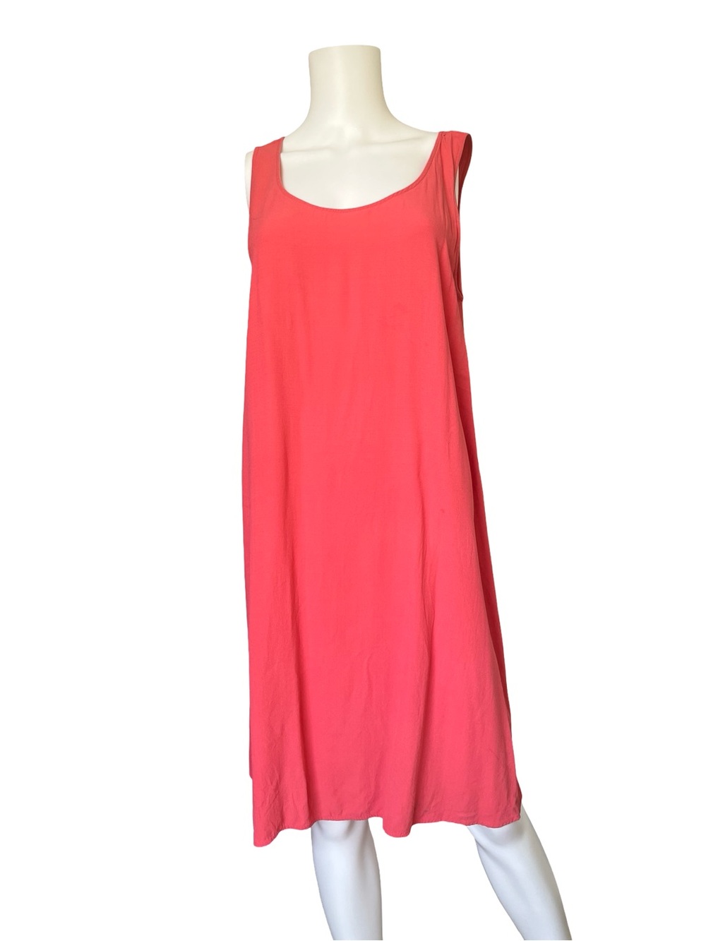 Eileen Fisher Silk Tank Dress Coral Pink Colorful Summer Womens Size Medium
